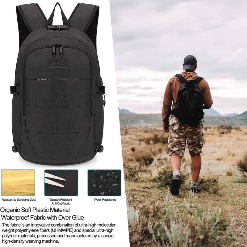 Professional Laptop Backpack with Water-Resistant Anti-theft Design, USB Charging Port, and Lock.