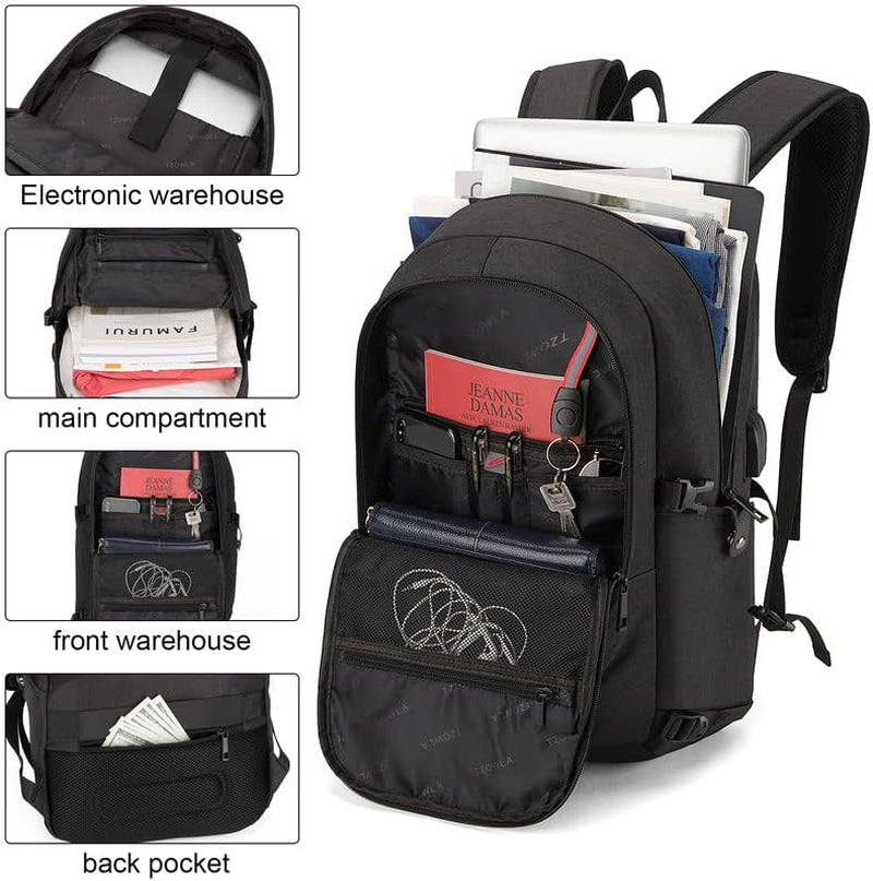 Professional Laptop Backpack with Water-Resistant Anti-theft Design, USB Charging Port, and Lock.